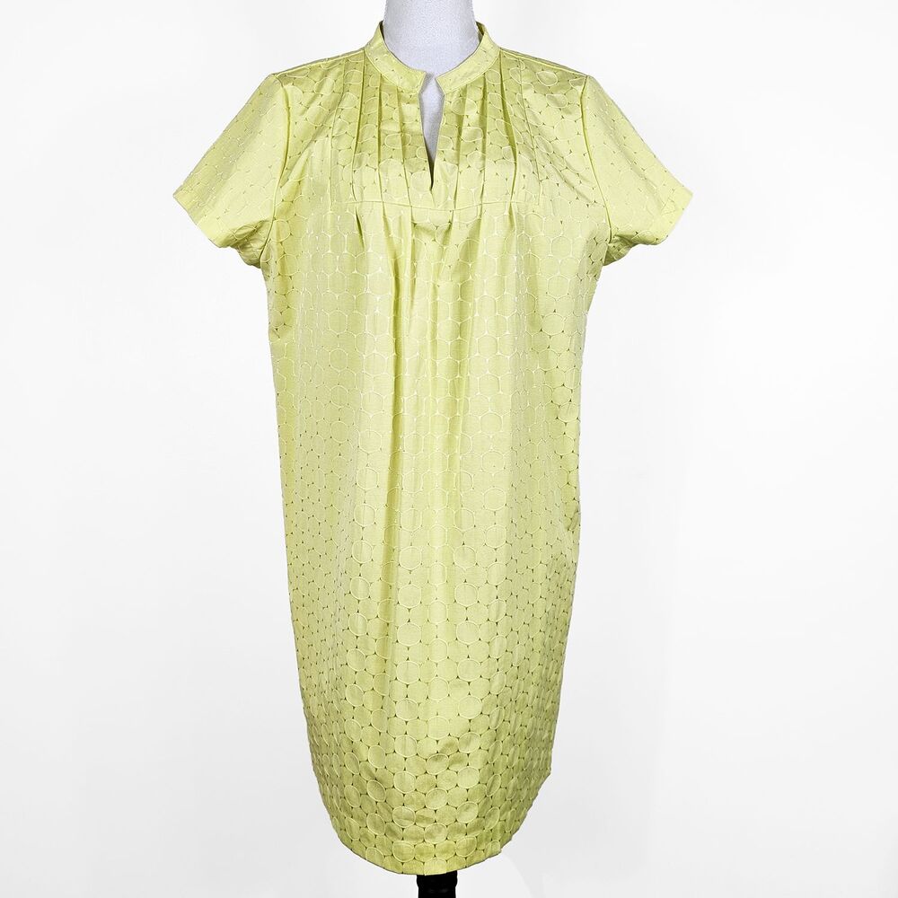 Simply Chloe Dao Size 16 Chartreuse Polka Dot Texture Midi Shift Tunic Dress